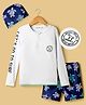 Mark & Mia Full Raglan Sleeves Two Piece Swimsuit with Cap & Turtle Print- White