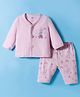 Zero Knit Full Sleeves T-Shirt & Pyjama Co-ord Night Suit With Elephant Print - Lilac