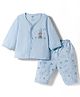 Zero Knit Full Sleeves T-Shirt & Pyjama Co-ord Night Suit With Elephant Print - Aqua Blue