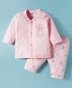 Zero Knitted Full Sleeves T-Shirt & Pajama Night Suit With Zebra Print - Pink