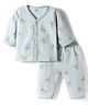 Zero Knit Full Sleeves T-Shirt & Pyjama Co-ord Night Suit With Teddy Bear Print - Light Blue