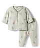 Zero Knit Full Sleeves T-Shirt & Pyjama Co-ord Night Suit With Teddy Bear Print - Mint