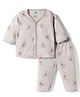 Zero Knit Full Sleeves T-Shirt & Pyjama Co-ord Night Suit With Teddy Bear Print - Silver