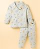 Zero Knit Full Sleeves Shirt & Pyjama Co-ord Night Suit With Robot Print - Green