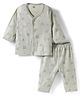 Zero Knit Full Sleeves T-Shirt & Pyjama Co-ord Night Suit With Dog Print - Aqua