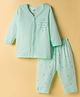 Zero knitted Full Sleeves T-Shirt & Pajama Night Suit With Star Print - Sea Green