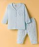 Zero knitted Full Sleeves T-Shirt & Pajama Night Suit With Star Print - Blue