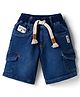 Little Kangaroos Knee Length Solid Color Denim Shorts - Navy Blue