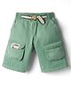 Little Kangaroos Cotton Woven Knee Length Solid Color Shorts - Mint