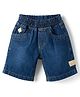 Little Kangaroos Knee Length Solid Color Denim Shorts - Navy Blue