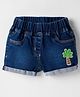 Little Kangaroos Knee Length Denim Shorts with Coconut Tree Embroidery - Navy Blue