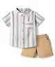 Child World Textile Woven Half Sleeves Striped Shirt & Shorts Set - Blue