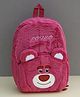Dukiekooky Kids Cute Teddy Design  Soft Furry Material Dark Pink Plush Backpack-Height 13.7 Inches
