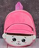 DukieKooky Kids Pink Doll Face Design Soft Furry Material Plush Backpack-Height 7.8 Inches