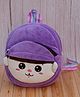DukieKooky Kids Purple Doll Face Design Soft Furry Material Plush Backpack-Height 7.8 Inches
