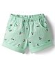 Tango Looper Knit Above Knee Length Shorts With Floral Print - Green