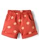 Tango Looper Knit Above Knee Length Shorts With Floral Print - Rust