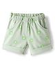 Tango Looper Knit Above Knee Length Shorts With Floral Print - Green