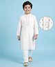EARTHY TOUCH Lurex Woven Full Sleeves Kurta Pyjama Set With Foil Print - White