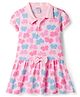 Tango Single Jersey Knit Half Sleeves Frock With Floral Print - Pink