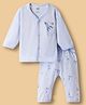 Zero Knitted Full Sleeves T-Shirt & Pajama Night Suit With Space Theme Print - Light Blue
