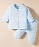 Zero Knit Full Sleeves T-Shirt & Pyjama Night Suit With Animal Print - Light Blue