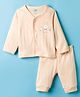 Zero Knit Full Sleeves T-Shirt & Pyjama Night Suit With Animal Print - Peach