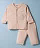 Zero Knit Full Sleeves T-Shirt & Pyjama Night Suit With Bunny Print - Beige