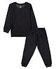 Kiddopanti Knit Full Sleeves Ribbed Vest & Pant Thermal Set - Black