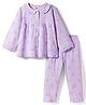 Zero Knitted Full Sleeves Bunny Printed Top & Lounge Pant Set - Lilac