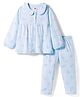 Zero Knitted Full Sleeves Bunny Printed Top & Lounge Pant Set - Light Blue