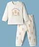 Zero Knitted Full Sleeves Teddy Bear Printed T-Shirt & Joggers Pant Set -Beige