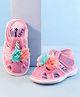 Cute Walk by Babyhug Sandals With Velcro Closure & Floral Applique - Pink