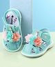 Cute Walk by Babyhug Velcro Closure Sandal with Floral Applique - Blue
