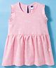 Teddy Sinker Knit Sleeveless Frock With Text Print - Baby Pink