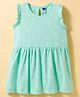 Teddy Sinker Knit Sleeveless Frock With Text Print - Sea Green