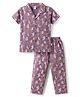 Teddy Sinker Knit Half Sleeves Shirt & Pajama Co-ords Night Suit With Basketball Print - Wine