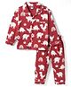 Teddy Sinker Knit Full Sleeves Shirt & Pyjama Co-ord Night Suit With Dino Print - Rust