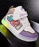 Maimne Alphabet Designed  Velcro Closure Led Shoes - White & Purple