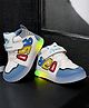 Maimne Alphabet Designed  Velcro Closure Led  Shoes - White & Blue