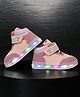 Maimne Colour Blocked Velcro Closure LED Shoes - Pink
