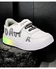 Maimne Typography Designed Velcro Closure LED Shoes - White