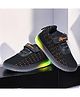 Maimne Mesh Detailed Velcro Closure LED Shoes - Black
