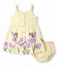 Babyoye 100% Cotton Knit with Eco Jiva Finish Sleeveless Frock with Floral Print & Bloomer - Yellow