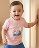 Babyoye 100% Cotton Knit Half Sleeves Bunny Printed T-Shirt - Pearl Blush Pink