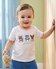Babyoye 100% Cotton Knit Half Sleeves Animal Embroidered T-Shirt - White