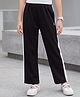 Pine Kids Knit Full Length Solid Colour Track Pant with Tape Detailing - Black
