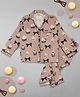 Pyjama Party Cotton Woven Full Sleeves Cupcakes Printed Coordinating Night Suit Set - Brown