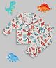 Pyjama Party Pure Cotton Woven Full Sleeves Dinosaurs Printed Coordinating Night Suit Set - White