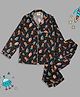 Pyjama Party Cotton Woven Full Sleeves Space Theme Printed Coordinating Night Suit Set - Navy Blue